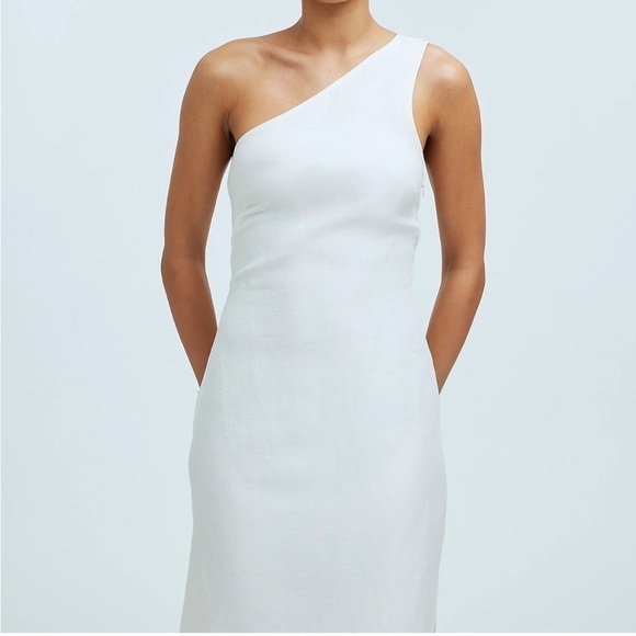 Madewell One-Shoulder Midi Dress in Lighthouse white size 2 NWT NQ624 - Picture 2 of 12